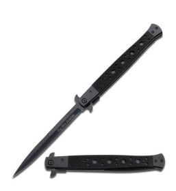 13" Classic Extra Large Black Spring Assisted Open STILETTO Pocket Knife