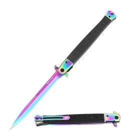 13" Classic Extra Large Rainbow Spring Assisted Open STILETTO Pocket Knife