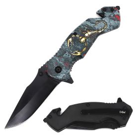4.75" Closed Scorpion Design Tactical Rescue Spring Assist Knife