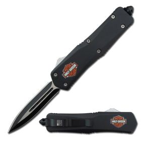 7" Black Biker Tactical Recon Out The Front OTF Knife