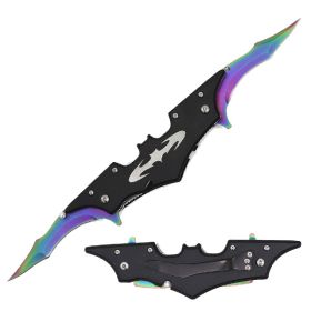 5.5" Closed Rainbow Double Bladed Midnight Spring Assist Knife
