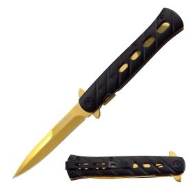 9" Spring Assisted Gold STILETTO Style Pocket Knife