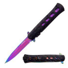 9" Spring Assisted Rainbow STILETTO Style Pocket Knife
