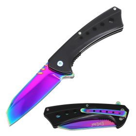 Tactical Spring Assisted Open Pocket Rainbow Cleaver Razor Folding Knife