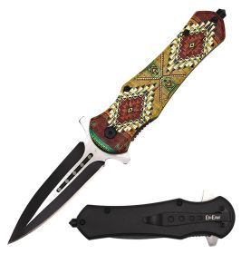 Indian Art Dagger Style Spring Assisted Open Folding Pocket Knife