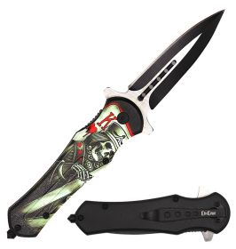 Tactical Kings Skull Dagger Style Spring Assisted Open Folding Pocket Knife