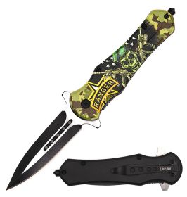 Skull Ranger Dagger Style Spring Assisted Open Folding Pocket Knife