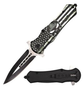 Don't Tread On Me Dagger Style Spring Assisted Open Folding Pocket Knife