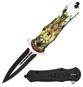 Indian Wolf Dagger Style Spring Assisted Open Folding Pocket Knife