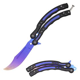 5.5" Closed Blue Practice Knife Balisong Butterfly Tactical Combat Trainer