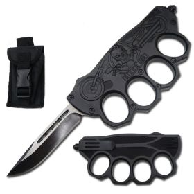 Biker USA Knuckle OTF Knife - Black Handle