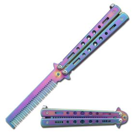 Practice Titanium Metal Butterfly Trainer Knife Blade Comb Brush