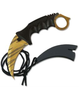 Golden Tactical Combat Karambit Neck Claw Knife Fixed Blade