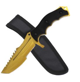 8.5" G10 Handle Hunting Tactical Military Knife Full Tang Fixed Blade Gold