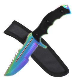 8.5" G10 Handle Hunting Tactical Military Knife Full Tang Fixed Blade Rainbow