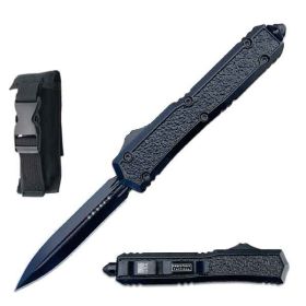 9" Black Military Riot Dual Action Out Of The Front OTF Knife