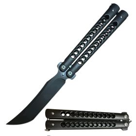 Drop Point Blade Black Balisong Butterfly Knife Flipper
