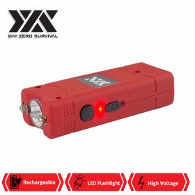DZS Ultra Mini Red Stun Gun Rechargeable With LED Light, Holster and KeyRing