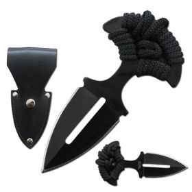 Tactical Push Dagger Knife with Belt Sheath and Black Corded Grip
