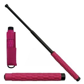 26" Self Defense Extendable Solid Steel Walking Stick Baton Pink Handle