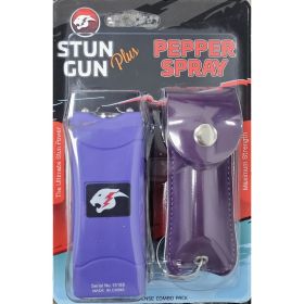 Mini Stun Gun and Pepper Spray Combo for Self Defense - Purple