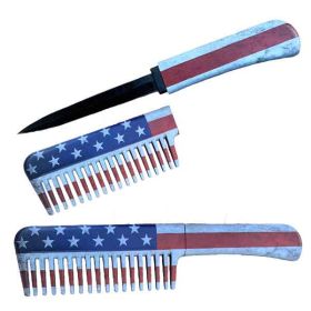 Self Defense Brush Comb With Hidden Knife-American Flag