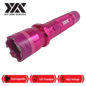 DZS Pink Metal Stun Gun 10 Million Volt Rechargeable with Flashlight