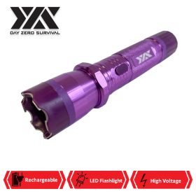 DZS Purple Metal Stun Gun 10 Million Volt Rechargeable with Flashlight
