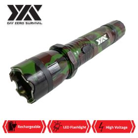 DZS Green Camo Metal Stun Gun 10 Million Volt Rechargeable with Flashlight