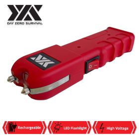 DZS Red Stun Gun Heavy Duty Rechargeable with LED Flashlight