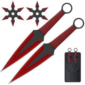 4 PC Red Ninja Throwing Knives Combo Star Shuriken Set