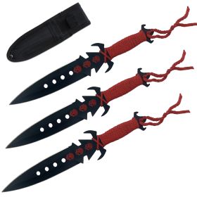 3 Pc 7.5" Ninja Tactical Combat Kunai Throwing Knife Set with Sheath