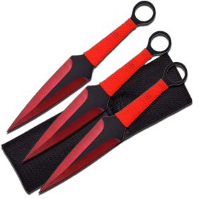 9” 3 pc Ninja Kunai Sport Throwing Knife Set With Nylon Sheath
