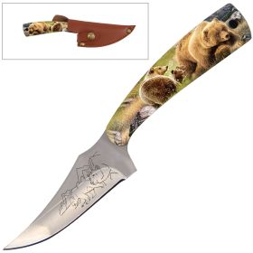 7 Inch Full Tang Fixed Blade Knife Bear Handle for Hunting, Skinning