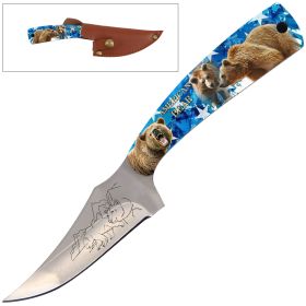 7 Inch Full Tang Fixed Blade Knife American Bear Handle for Hunting, Skinning
