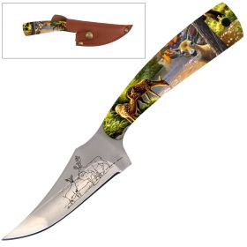 7" Full Tang Fixed Blade Knife Deer Handle for Hunting, Skinning