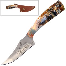 7" Full Tang Fixed Blade Knife Deer Handle for Hunting, Skinner