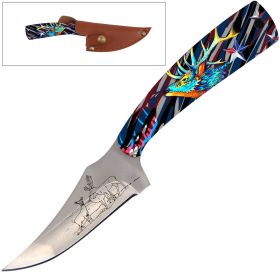 7" Full Tang Fixed Blade Skinning Knife Deer Handle for Hunting