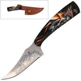 7" Full Tang Fixed Blade Knife Dragon Skull Handle for Hunting, Skinning