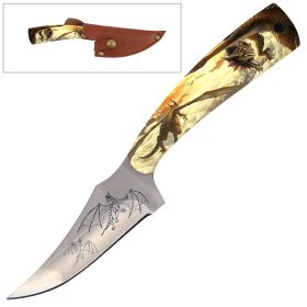 7" Full Tang Fixed Blade Knife Flying Dragon Handle for Hunting, Skinning