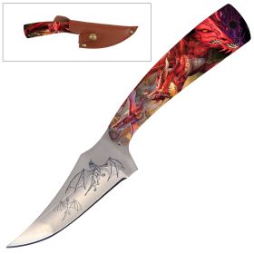 7 Inch Full Tang Fixed Blade Knife Dragon Handle for Hunting, Skinning