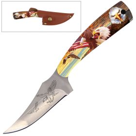7 Inch Full Tang Fixed Blade Knife American Eagle Handle for Hunting, Skinning