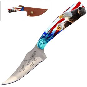 7 Inch Full Tang Fixed Blade Skinning Knife American Eagle Handle for Hunting