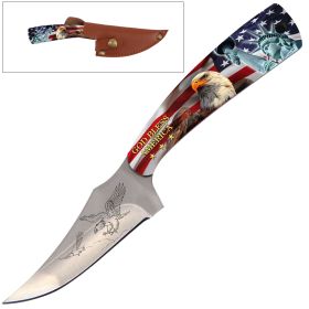 7 Inch Full Tang Fixed Blade Skinner Knife American Eagle Handle for Hunting