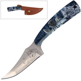7" Full Tang Fixed Blade Knife Wolf Handle for Hunting, Skinner Knife
