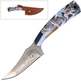 7 Inch Full Tang Fixed Blade Knife Wolf Handle for Hunting, Skinner Knife