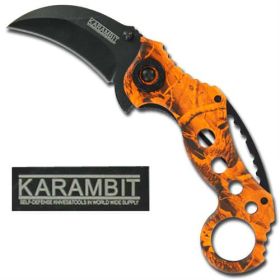 High Visibility Karambit Spring Assisted Knife Orange