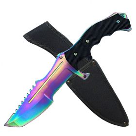 11" Rainbow Military Combat Fighter Hunter Bowie Knife Full Tang Tanto Blade