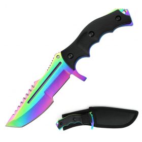 8.5" CSGO Huntsman Rainbow Fade Fixed Blade Knife