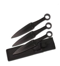 3 Pcs 9" Black Ninja Kunai Throwing Knife Blade Set